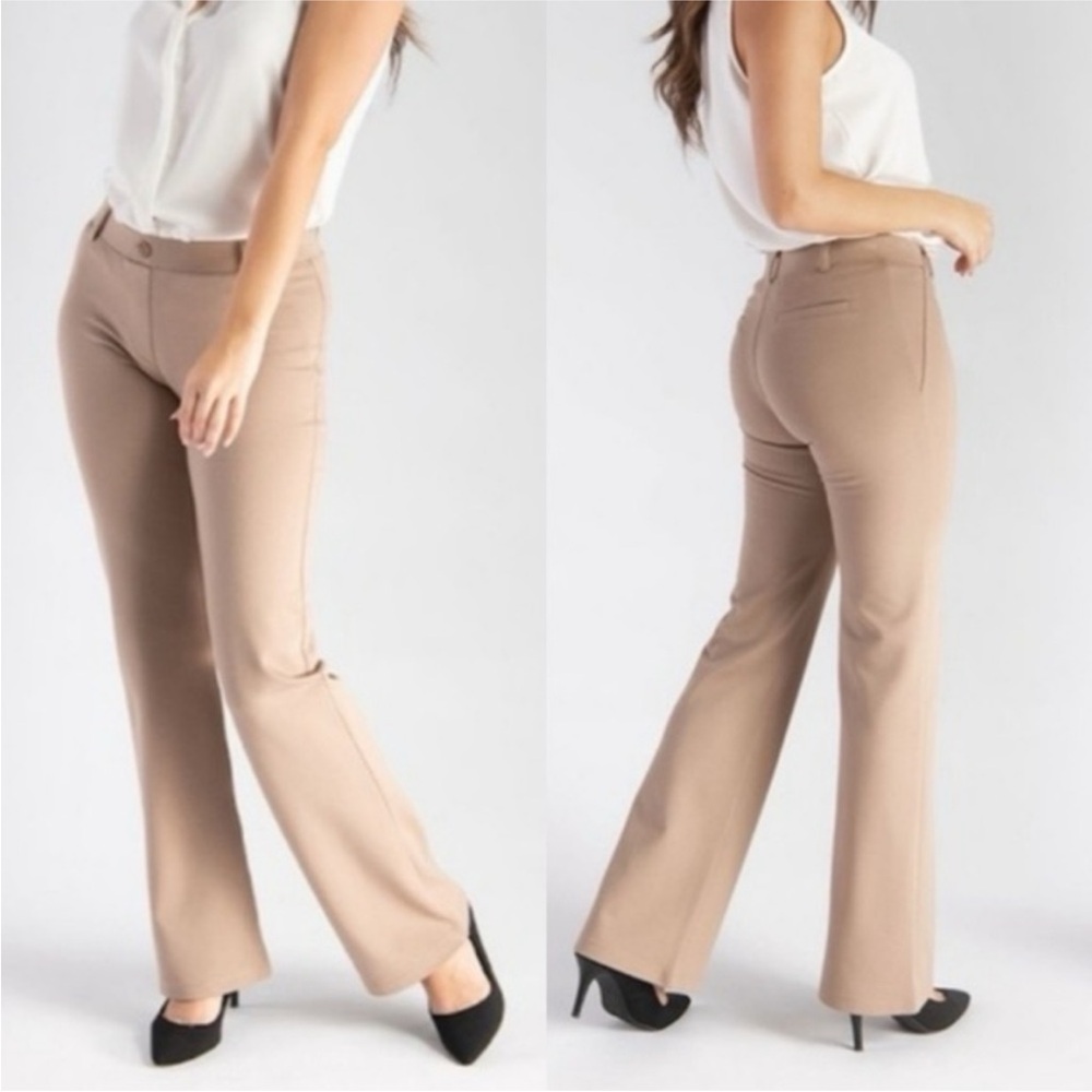 Betabrand Betabrand Boot-Cut | Classic Dress Pant Yoga Pants Small Tan Khaki